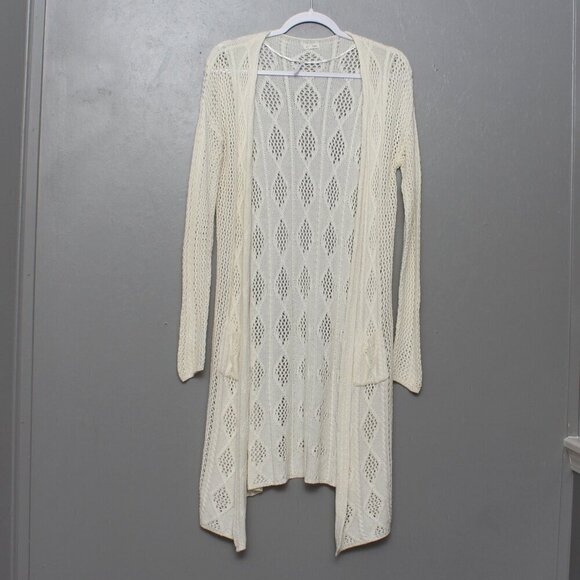 En Creme Sweaters - En creme white crocheted long cardigan